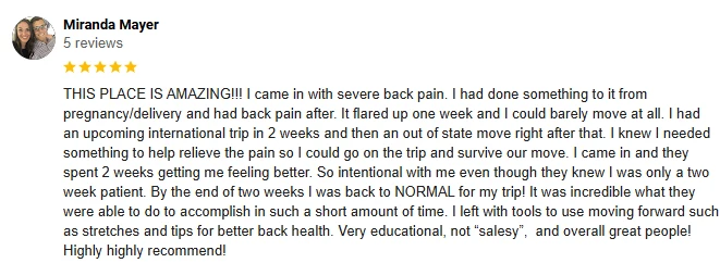 Chiropractic High Point NC Testimonial Miranda M